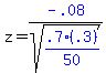 z+=blue+%28-.08%29%2Fsqrt%28blue%28.7%28.3%29%2F50%29%29