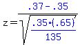 z+=blue+%28.37+-+.35%29%2Fsqrt%28blue%28.35%28.65%29%2F135%29%29