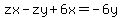 zx-zy%2B6x=-6y